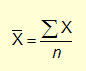 X-bar equals summation of Xs divided by number of values